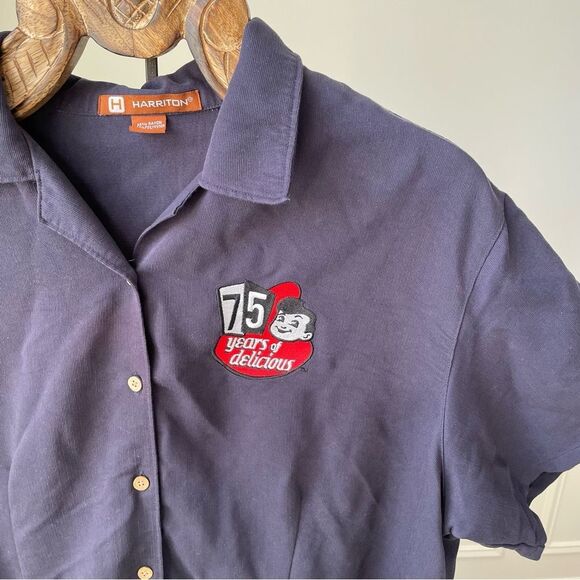 Harriton Big Boy Restaurants Uniform Short Sleeve Button Down Shirt Womens 2XL - Picture 3 of 6